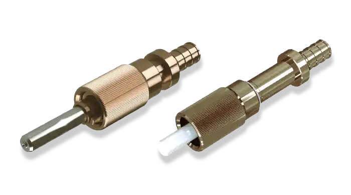 DIN-Stecker von FEMOtech, gefedert, mit Metallferrule